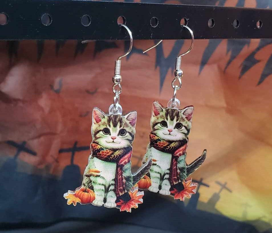 Boucles d'oreilles petits chats d'automne