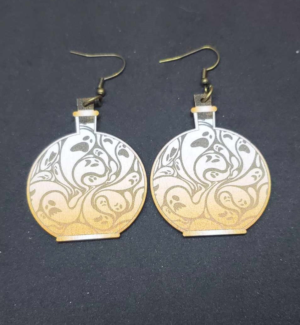 Boucles d'oreilles potion en bois