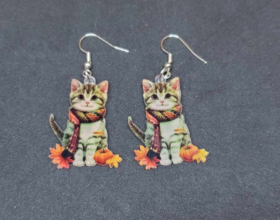 Boucles d'oreilles petits chats d'automne