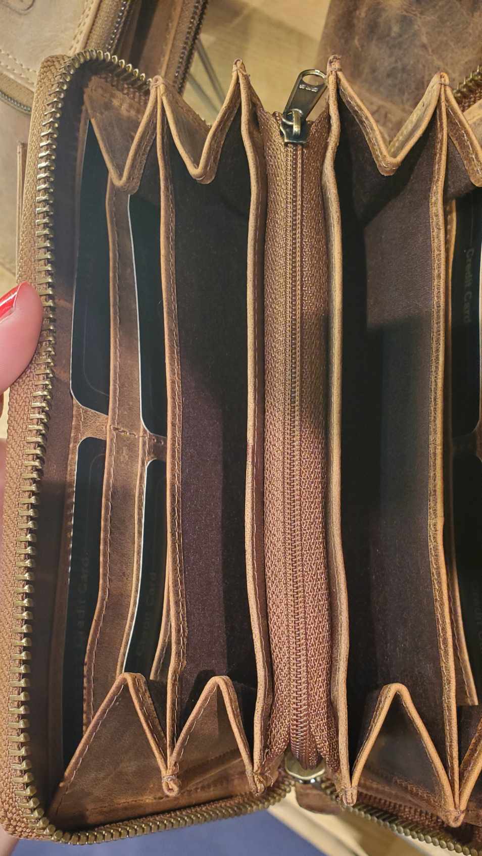 Pochette de téléphone et portefeuille tout en un en cuir de vachette 521004