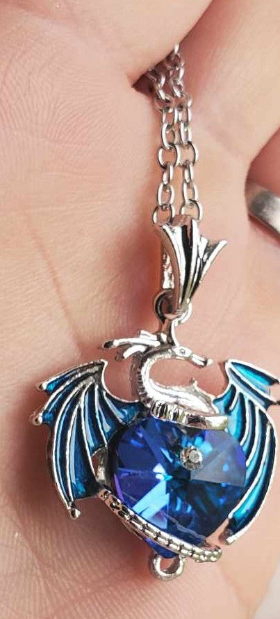 Collier dragon bleu