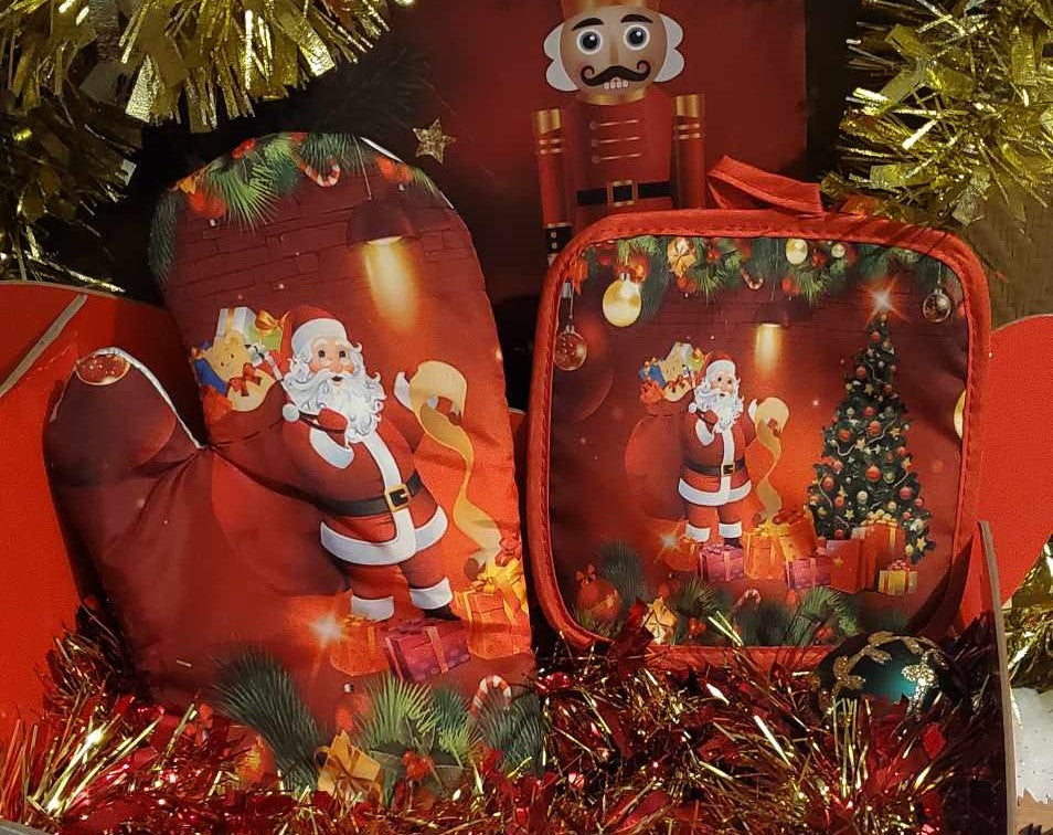 Gants de cuisine (2pièces) motif Père Noël
