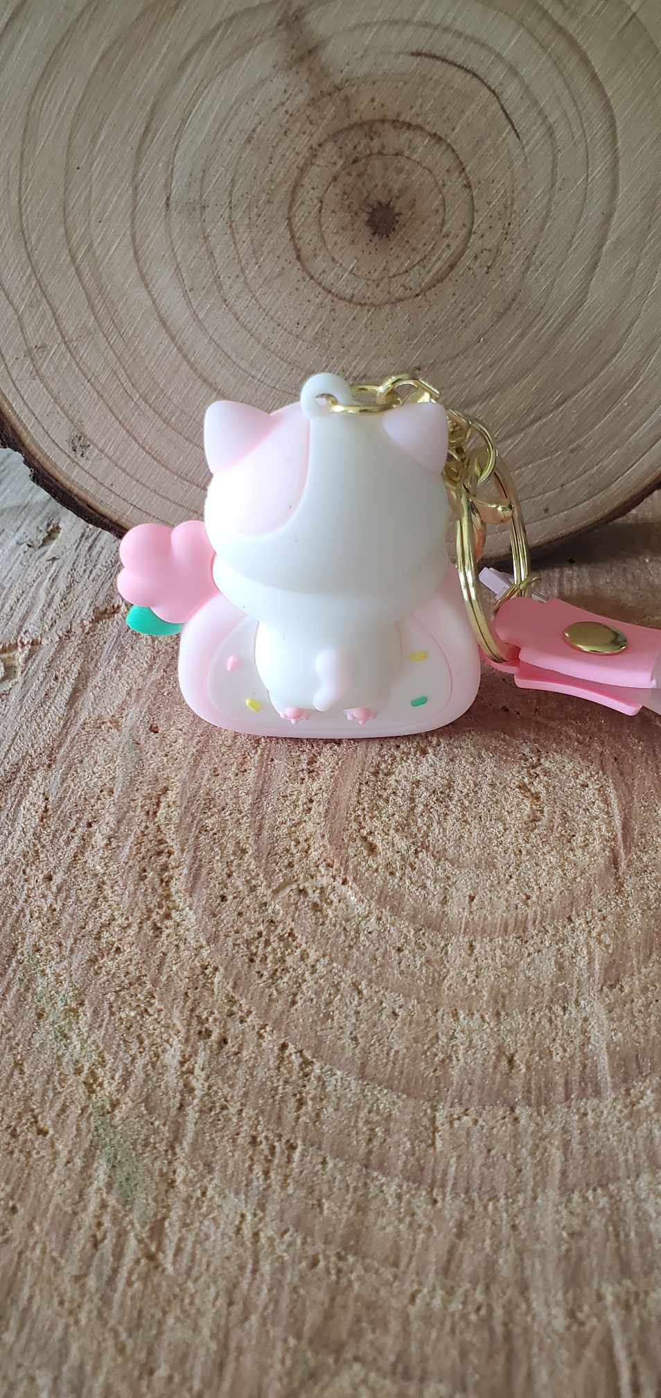 Porte clés chat gourmand rose