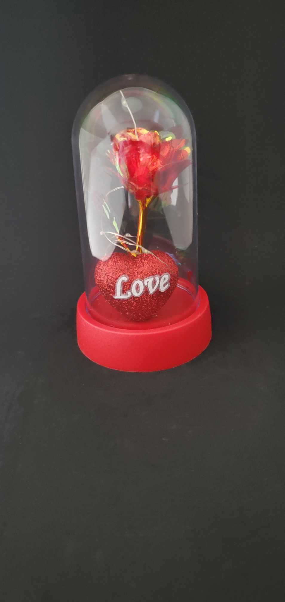 Fleur éternelle sous cloche Rouge