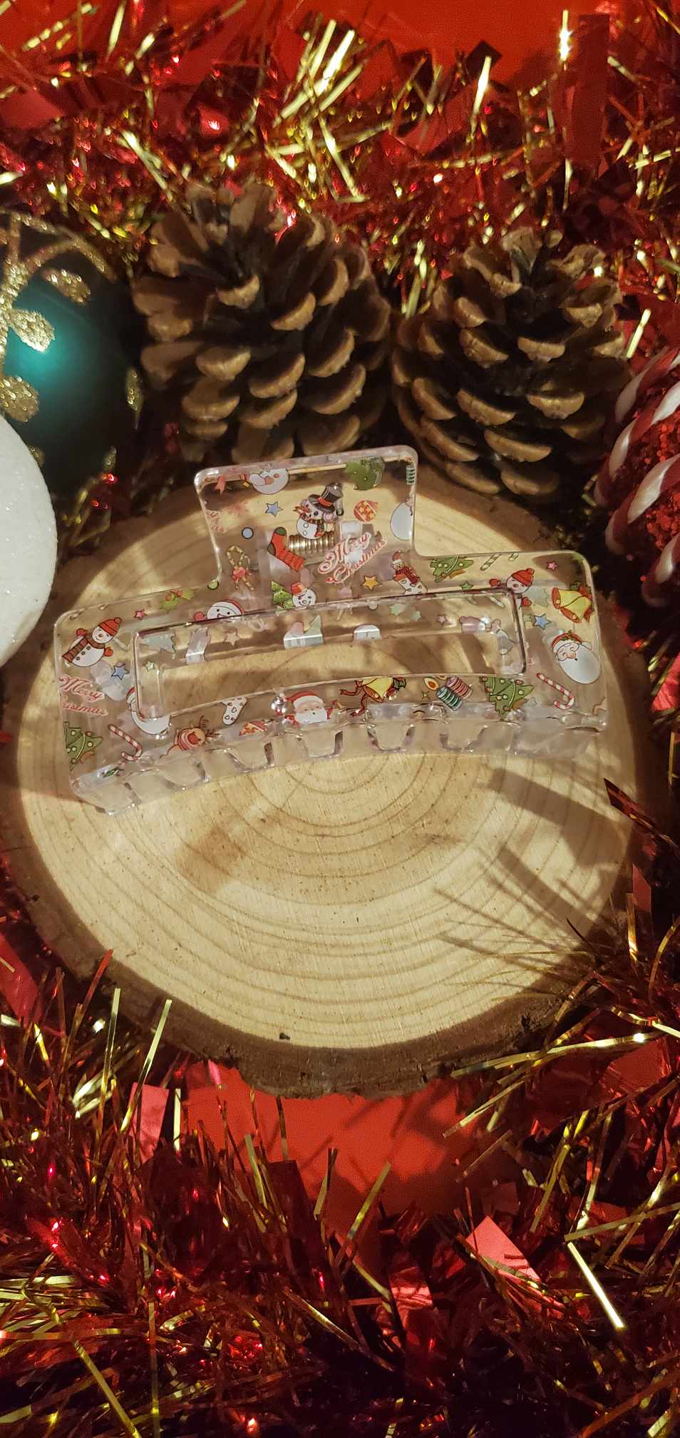 Pince à cheveux de Noël transparente