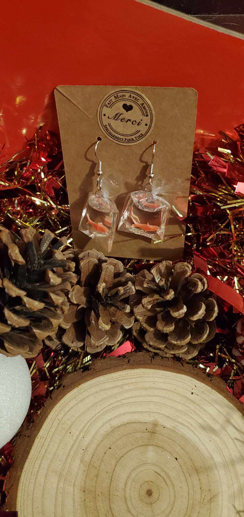 Boucles d'oreilles poissons rouges