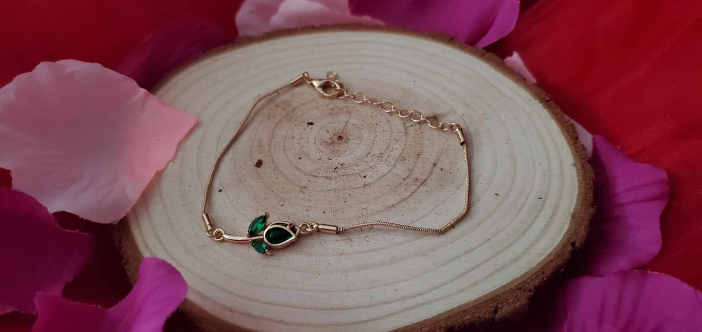 Bracelet tulipe verte en acier inoxydable