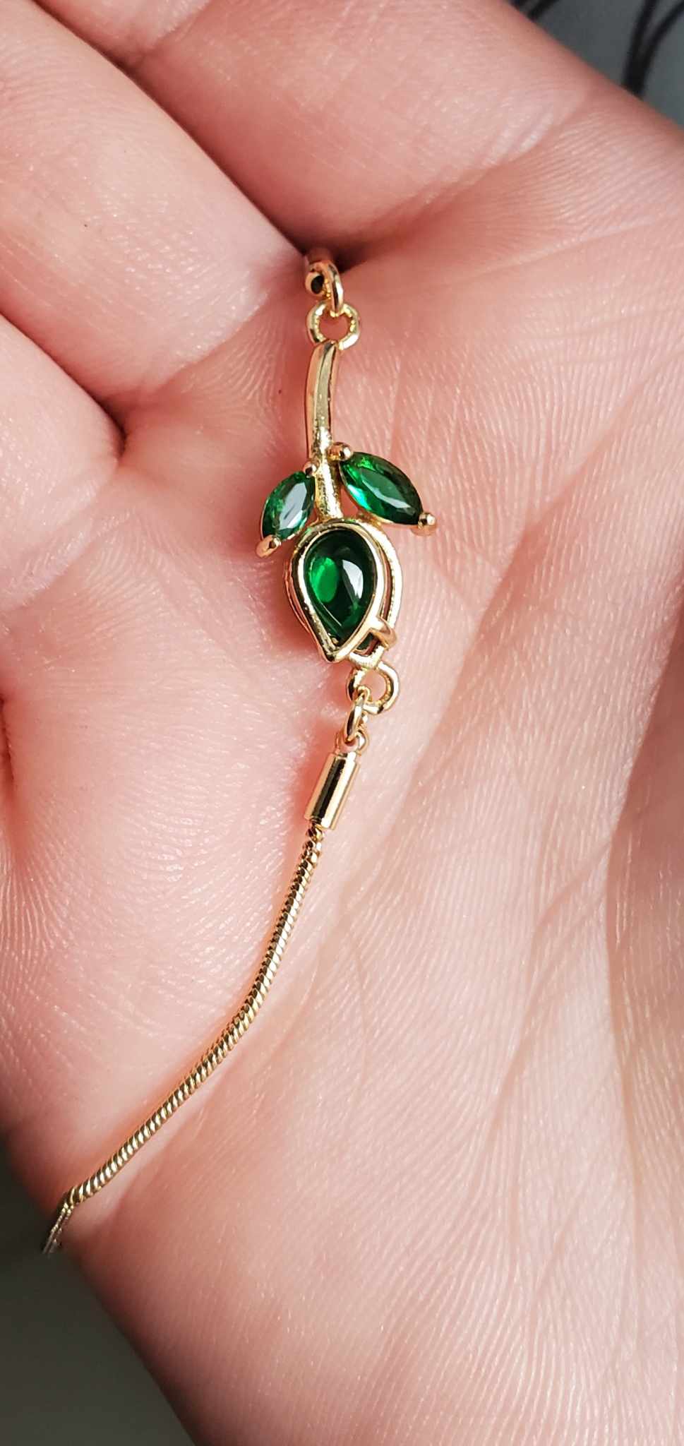 Bracelet tulipe verte en acier inoxydable