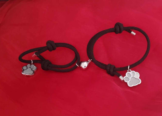 Bracelets aimanté pour couple avec pattes d'animaux
