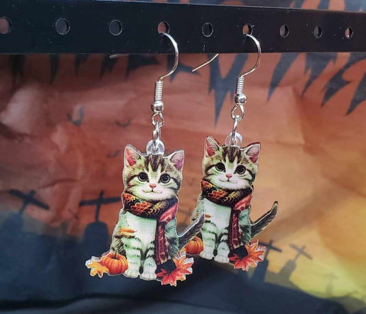 Boucles d'oreilles petits chats d'automne