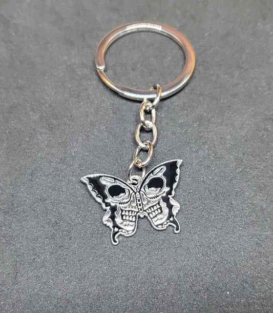 Porte clefs Halloween tête de mort papillon