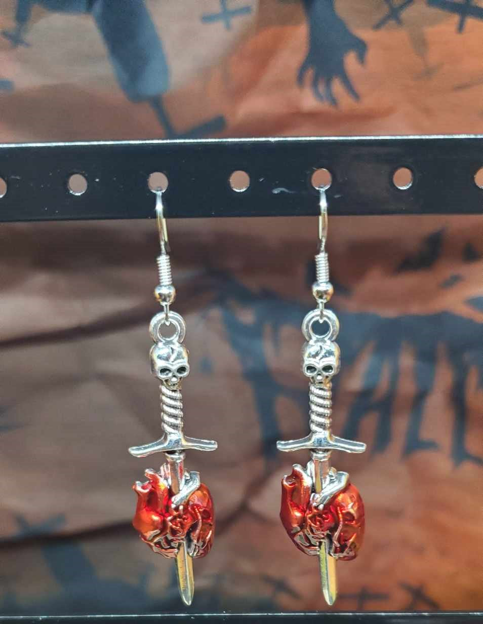 Boucles d'oreilles cœur de sang