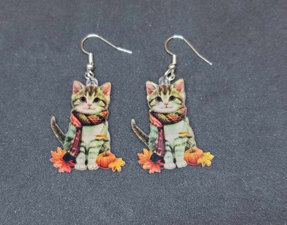 Boucles d'oreilles petits chats d'automne