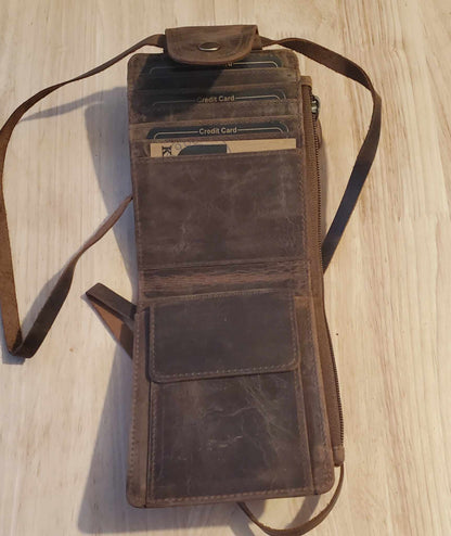 Portefeuille bandoulière ou à la ceinture en cuir de vachette 521104