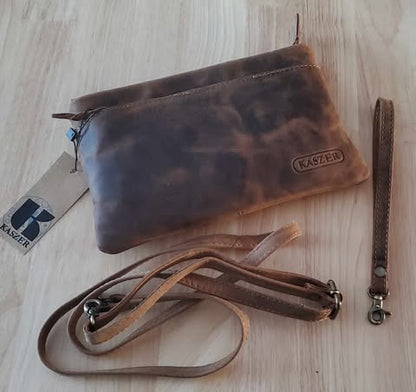 Pochette en cuir de vachette ajustable bandoulière 20620