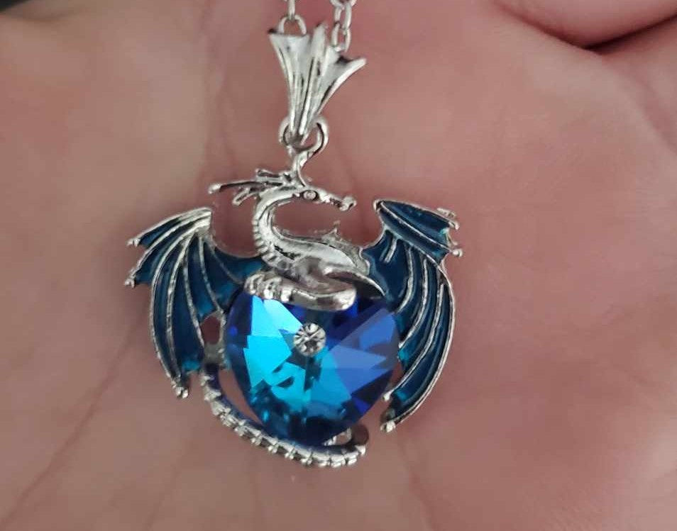 Collier dragon bleu