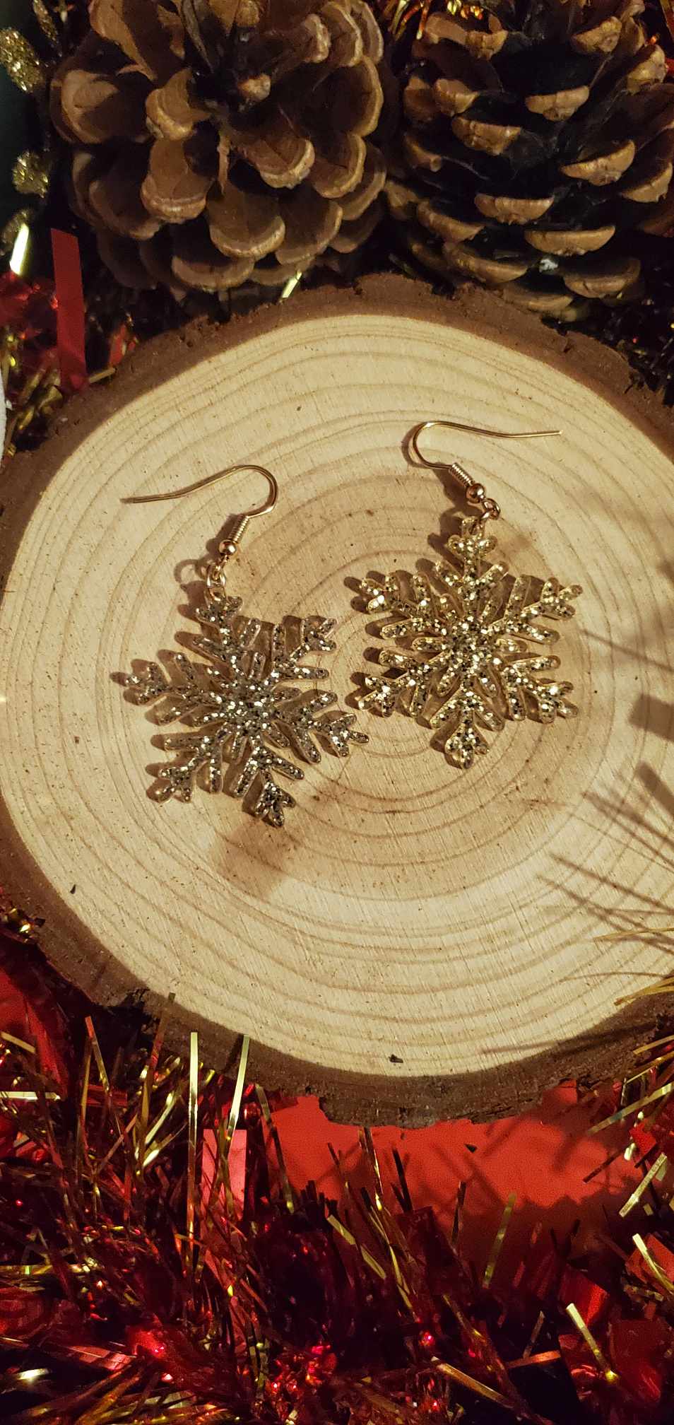 Boucles d'oreilles flocon doré