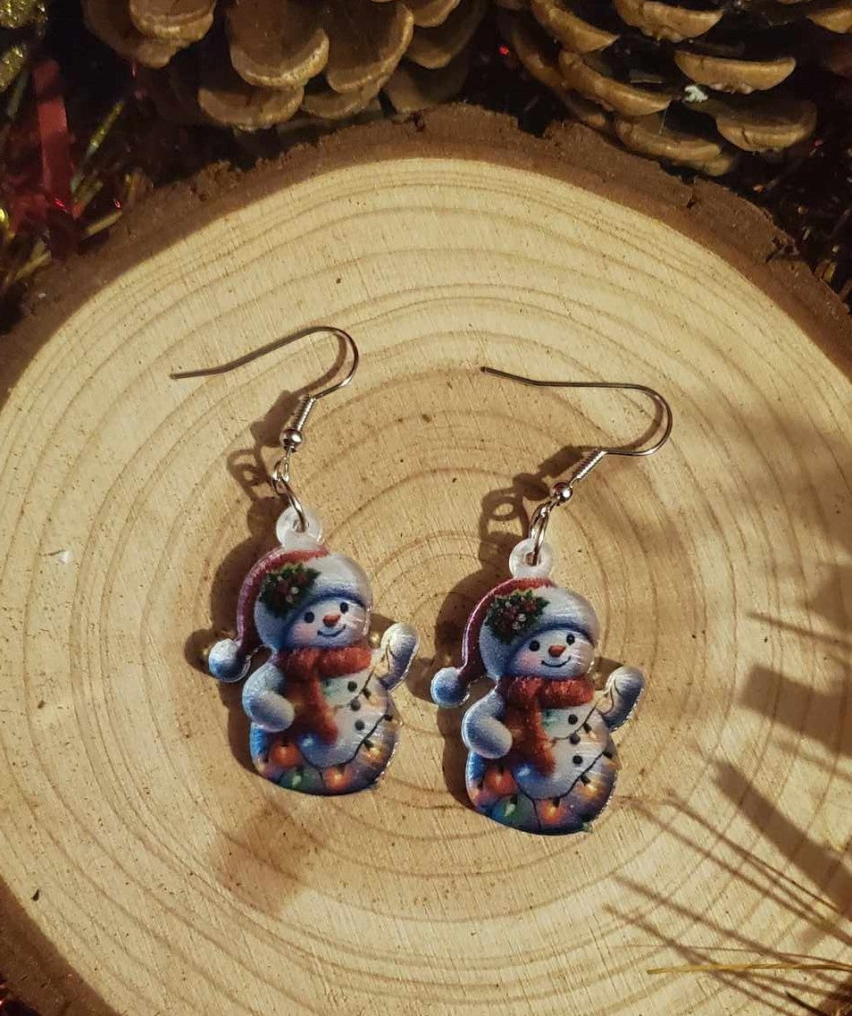 Boucles d'oreilles bonhomme de neige