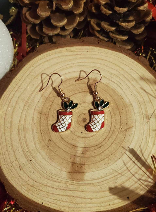 Boucles d'oreilles chaussette de noël