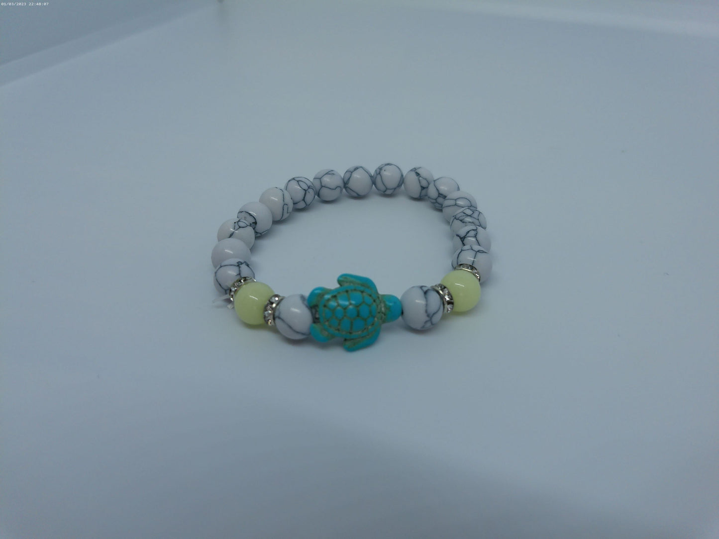 Bracelet tortue phosphorescent (Howlite)