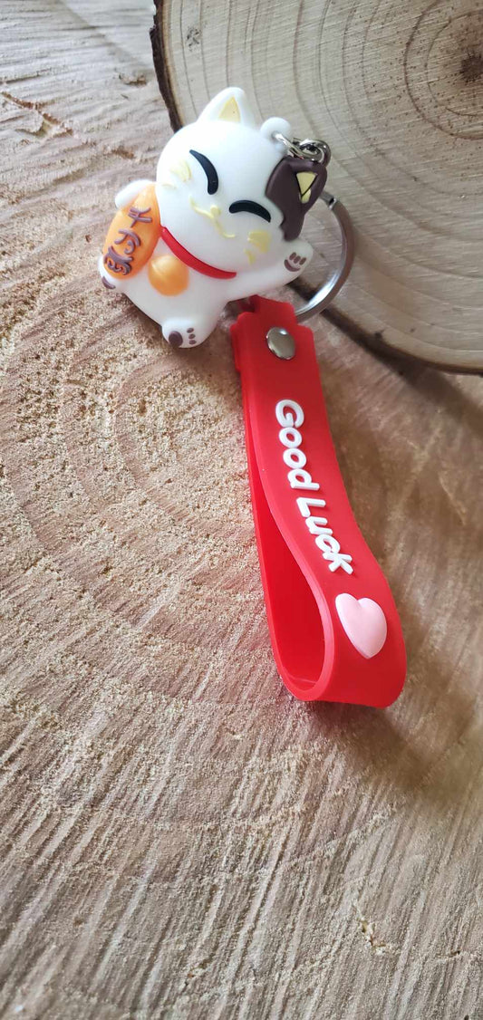 Porte clés chat de la chance