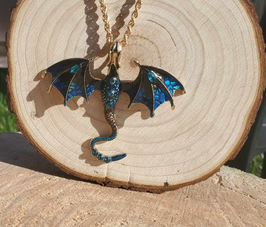 Collier dragon bleu