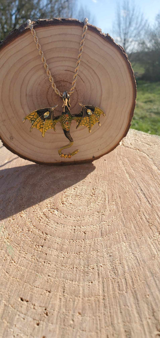 Collier dragon jaune