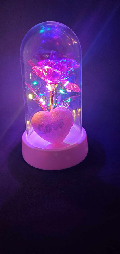 Fleur éternelle sous cloche Rose