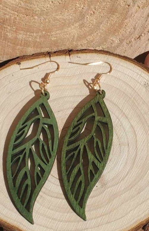 Boucles d'oreilles feuilles allongées