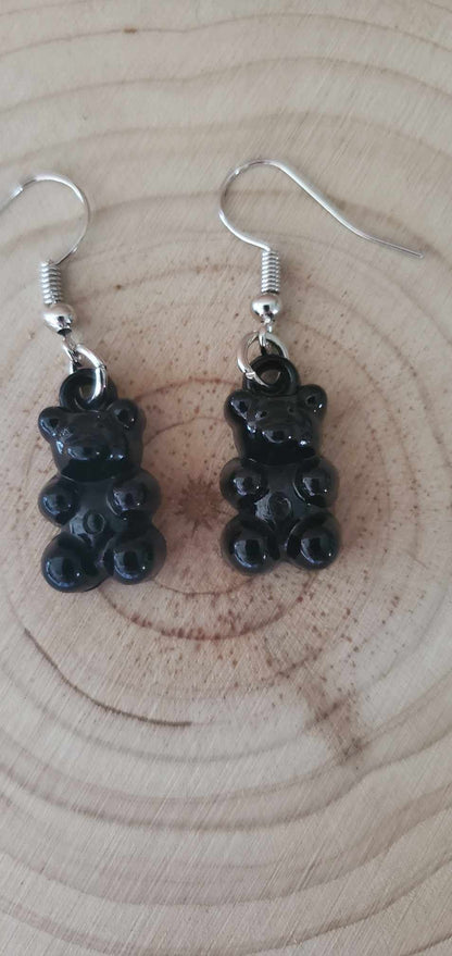 Boucles d'oreilles oursons noirs