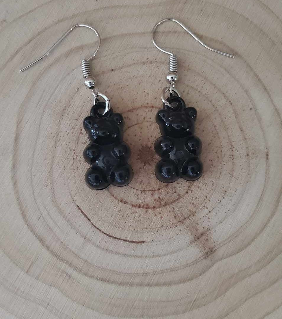 Boucles d'oreilles oursons noirs