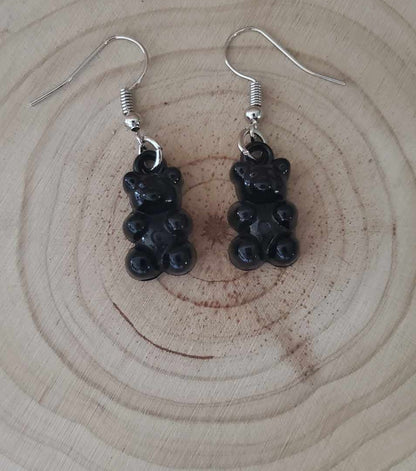 Boucles d'oreilles oursons noirs