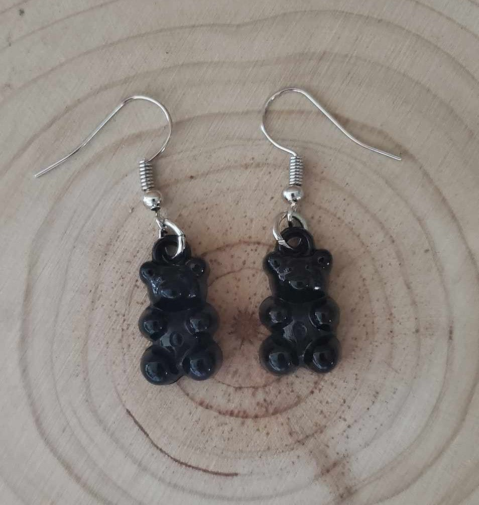 Boucles d'oreilles oursons noirs
