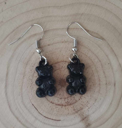 Boucles d'oreilles oursons noirs