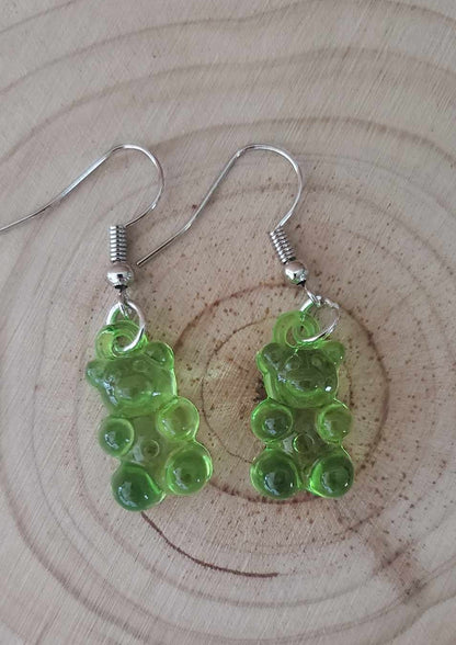 Boucles d'oreilles oursons verts