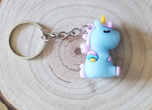 Petit porte clés licorne bleu