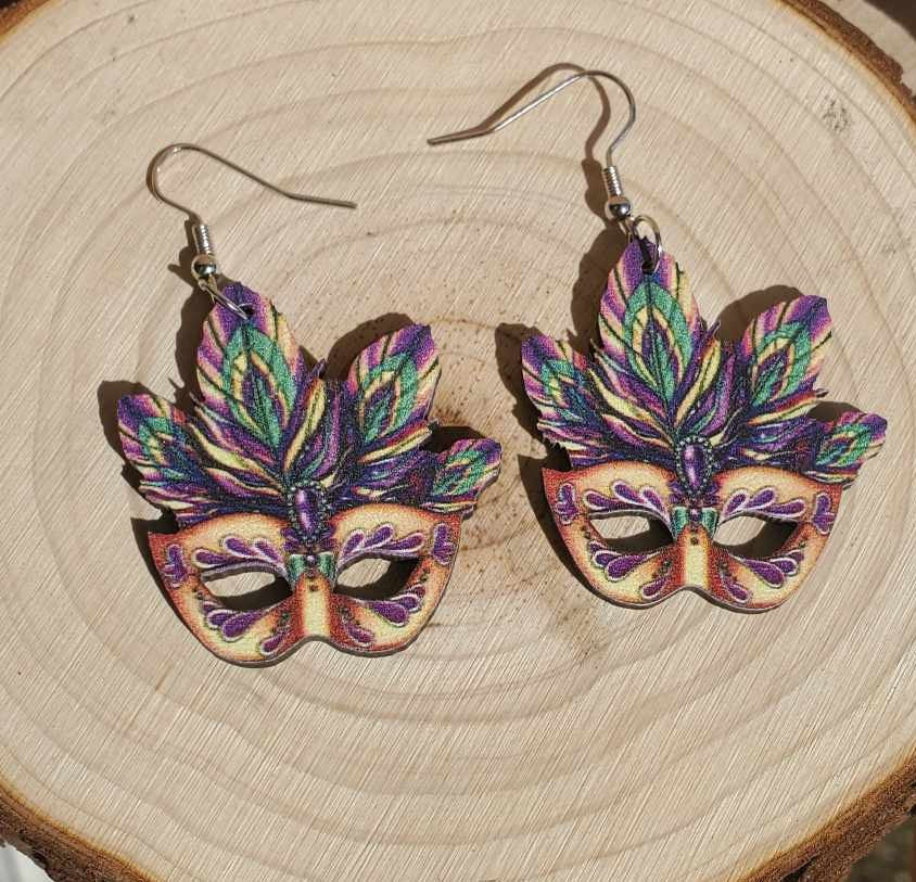 Boucles d'oreilles masque de carnaval