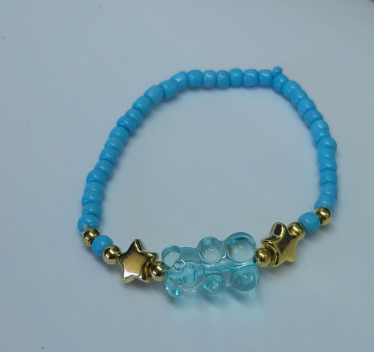 Bracelet ourson en perles bleu