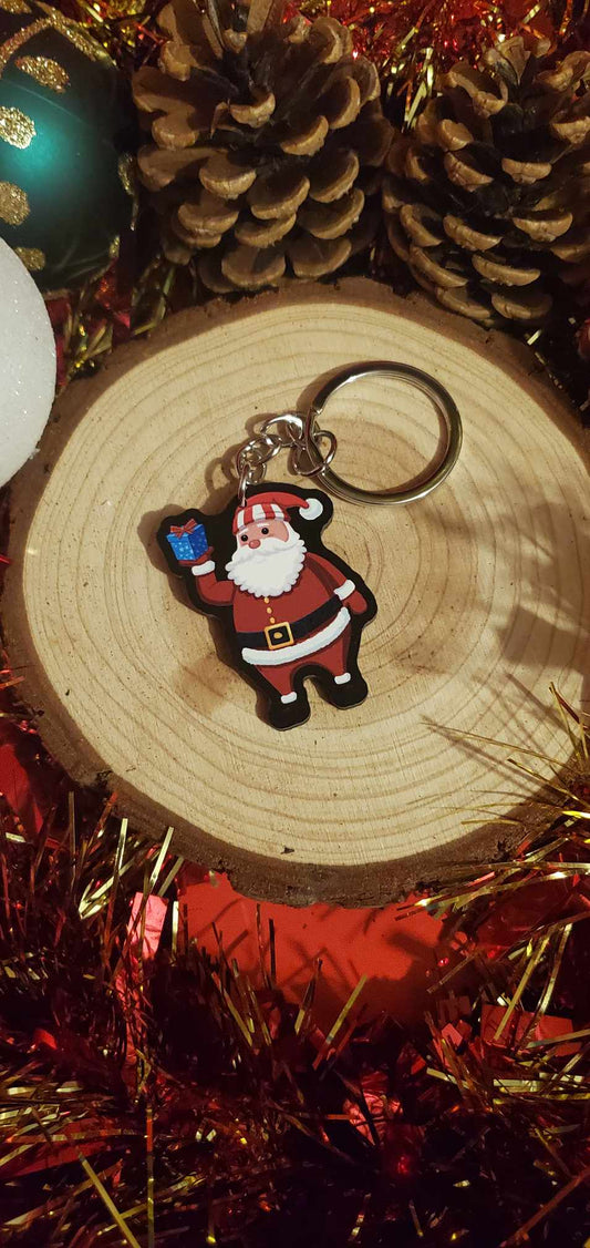 Porte clefs Père Noël en bois