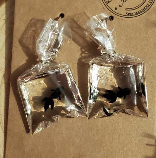 Boucles d'oreilles poissons noirs