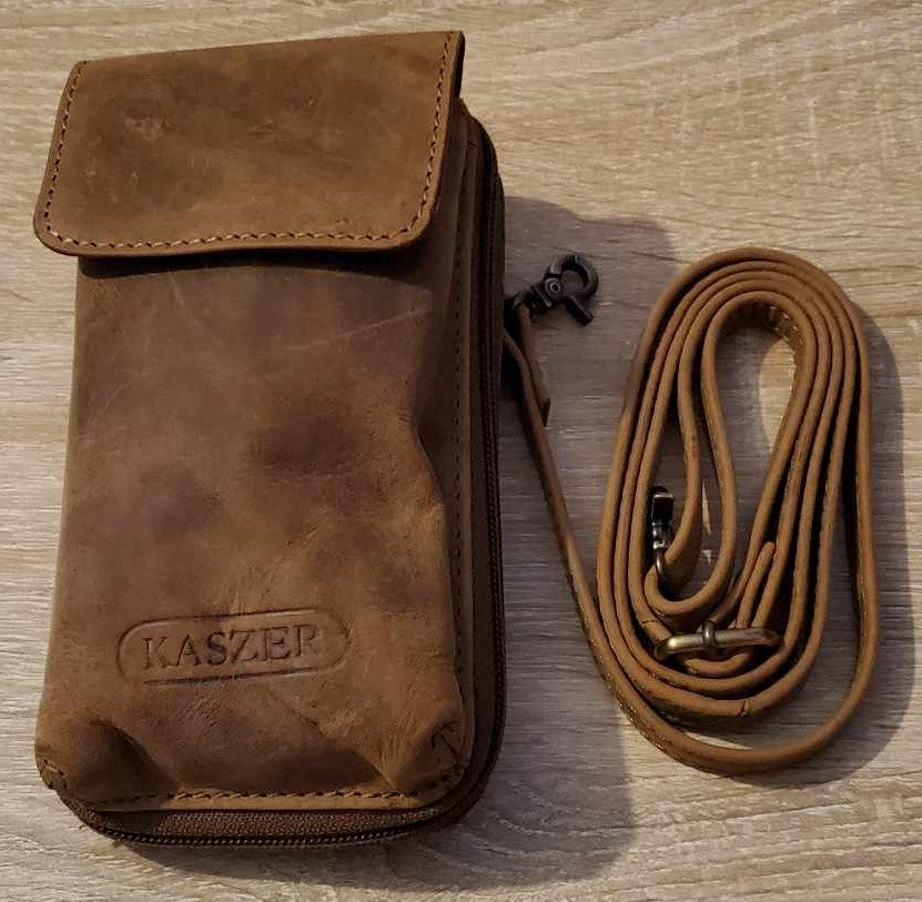 Pochette pour téléphone et portefeuille tout en un en cuir de vachette