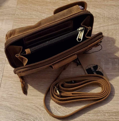 Pochette pour téléphone et portefeuille tout en un en cuir de vachette