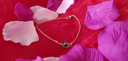 Bracelet tulipe bleu en acier inoxydable