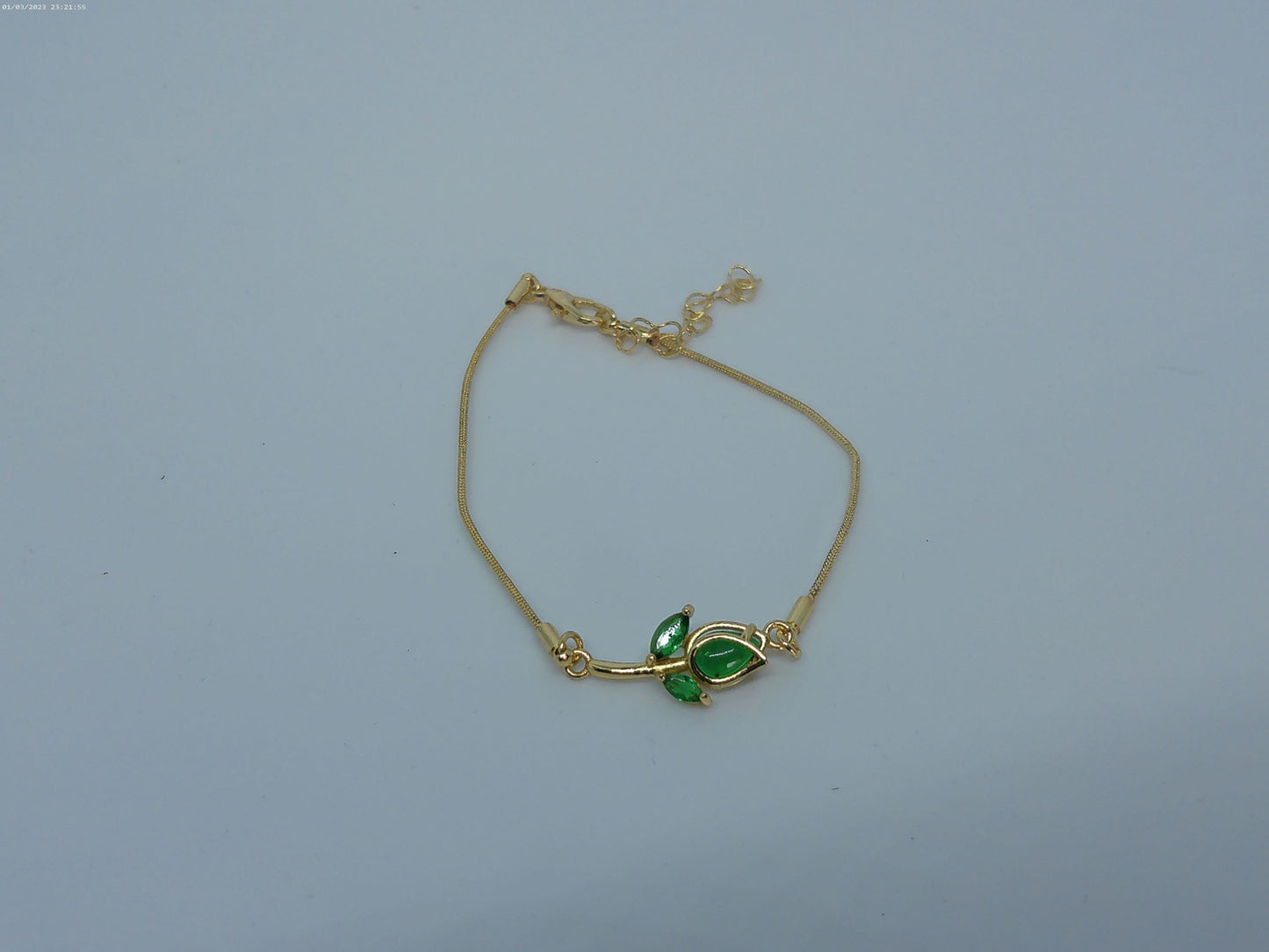 Bracelet tulipe verte en acier inoxydable